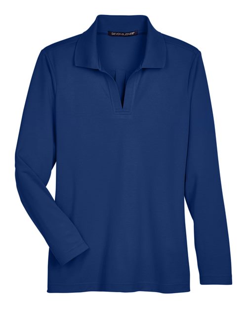 Women's CrownLux Performance® Plaited Long Sleeve Polo