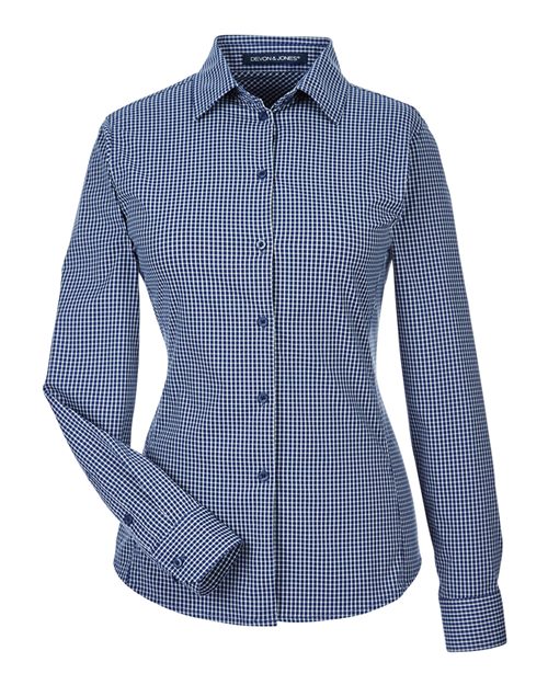 Chemise tissée à mini carreaux ton sur ton CrownLux Performance® pour femme