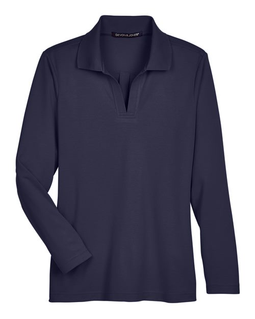 Women's CrownLux Performance® Plaited Long Sleeve Polo