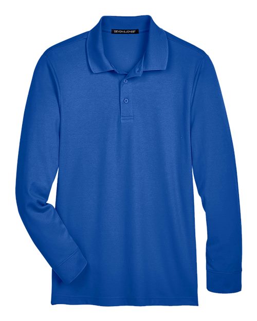Men's Tall CrownLux Performance® Plaited Long Sleeve Polo