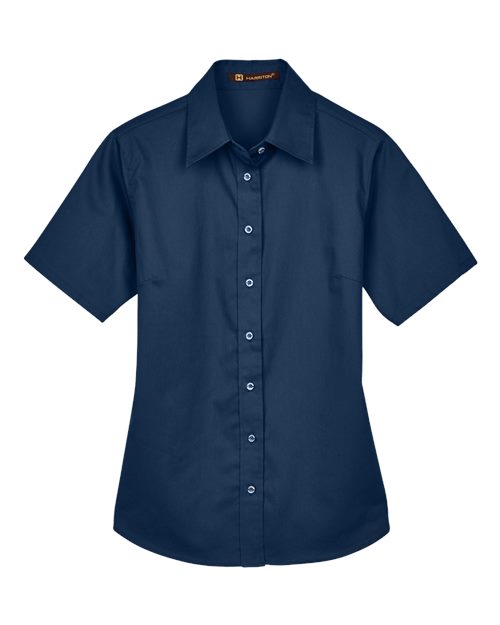 Chemise habillée en sergé à manches courtes Easy Blend™ pour femme avec traitement antitache