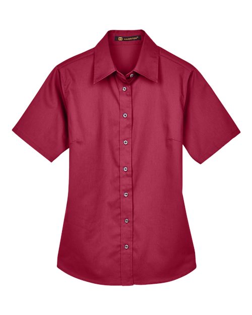 Chemise habillée en sergé à manches courtes Easy Blend™ pour femme avec traitement antitache