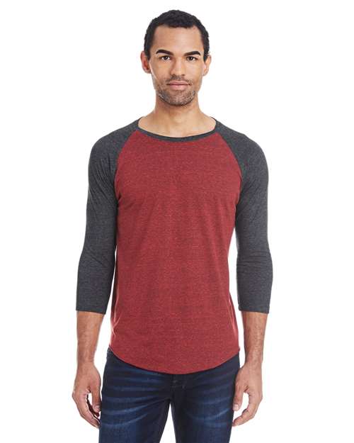 T-shirt raglan unisexe à manches trois-quarts et mélange de coton