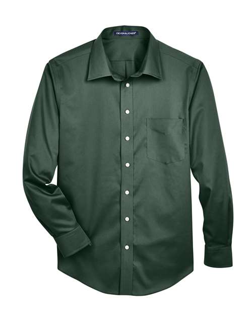 Chemise habillée en sergé extensible uni pour homme de la collection Crown®