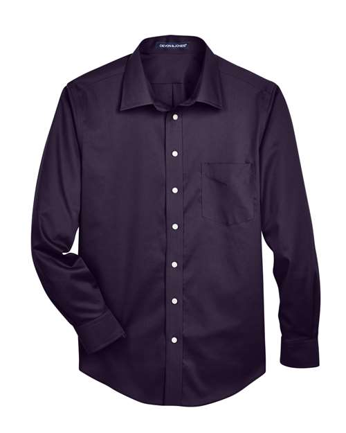Chemise habillée en sergé extensible uni pour homme de la collection Crown®