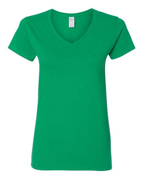 T-shirt col V en coton épais pour femme