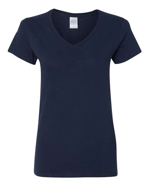 T-shirt col V en coton épais pour femme